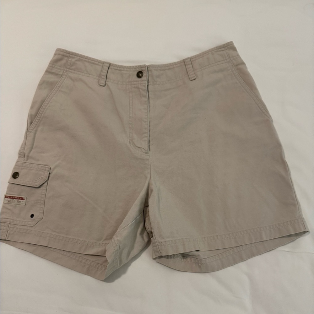 Lauren Polo Ralph Lauren Beige denim fabric Shorts 12. NWOT. 5” inseam